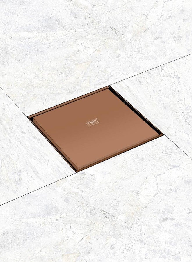Sanjay Chilly Marble Drain Colour Collection Cockroach Trap Insert 21mm Tile for Bathroom Gratings 304 Grade Stainless Steel Floor Waste Water Drainer Strainer in Washroom Sink (6 x 6 INCH Rose Gold) - Image 1